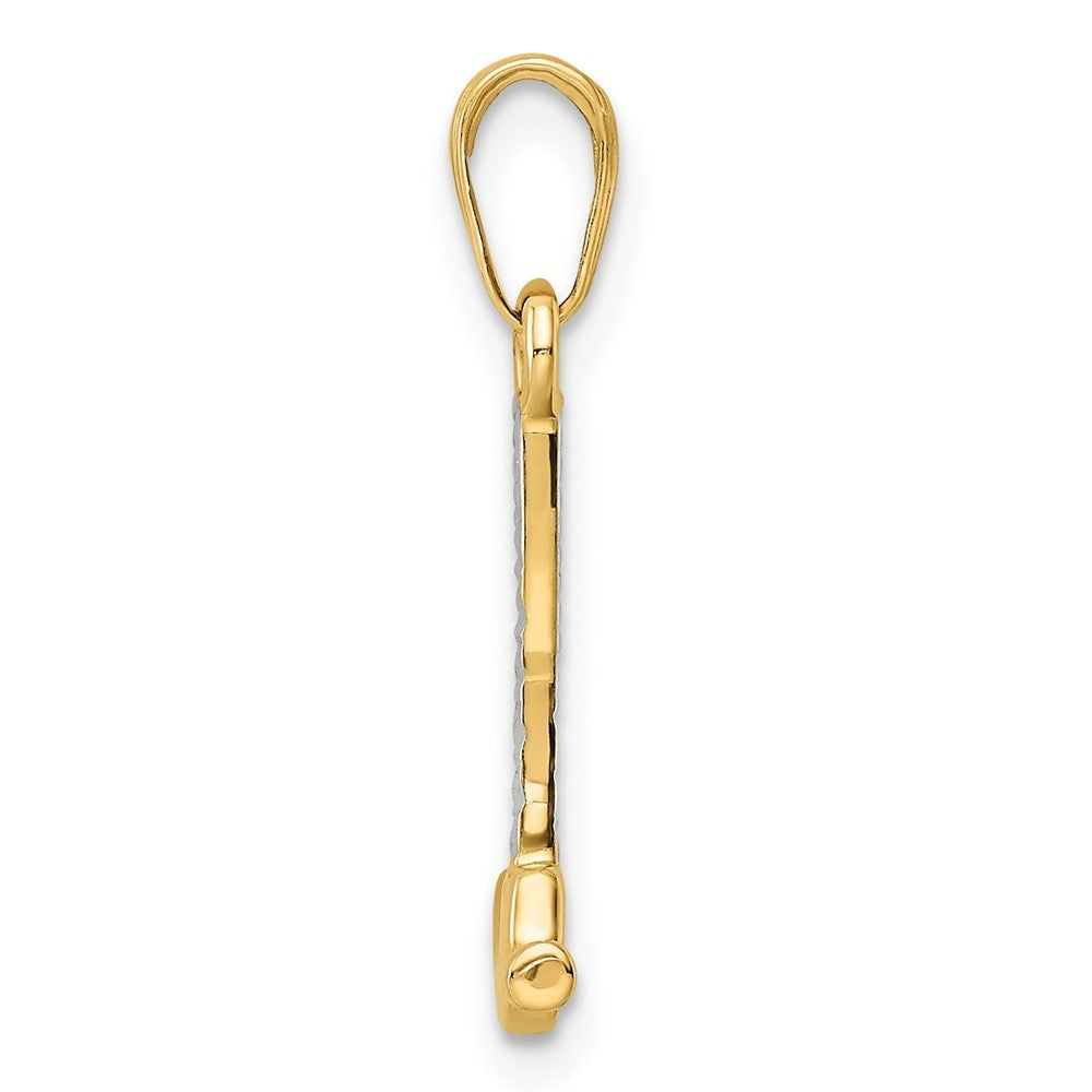 14k Yellow Gold and White Rhodium Diamond-Cut Hammer Pendant