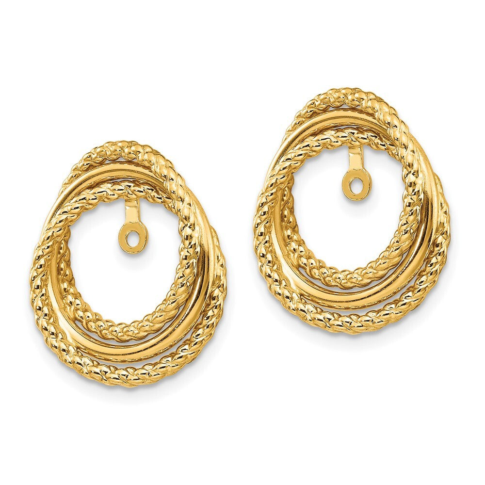 14k Yellow Gold Polished & Twisted Fancy Earring Jackets Gift for Women