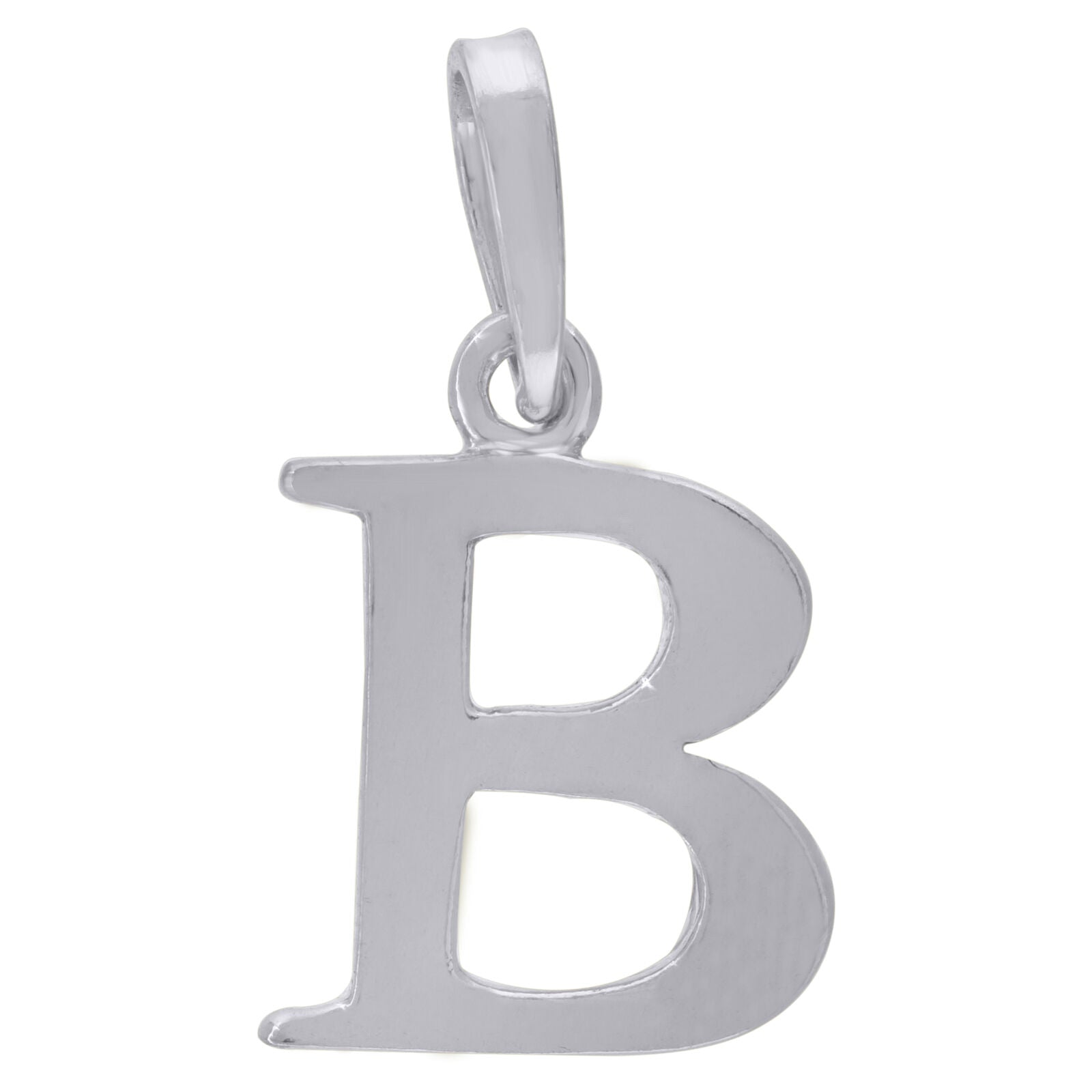 925 Sterling Silver Plain Initial Alphabet B Charm Pendant