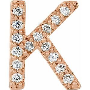 14k Rose Gold .05 CTW Natural Diamond Initial K Stud Earring Single for Women