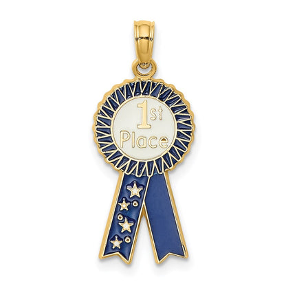 14k Yellow Gold Enamel 1st PLACE Ribbon Charm