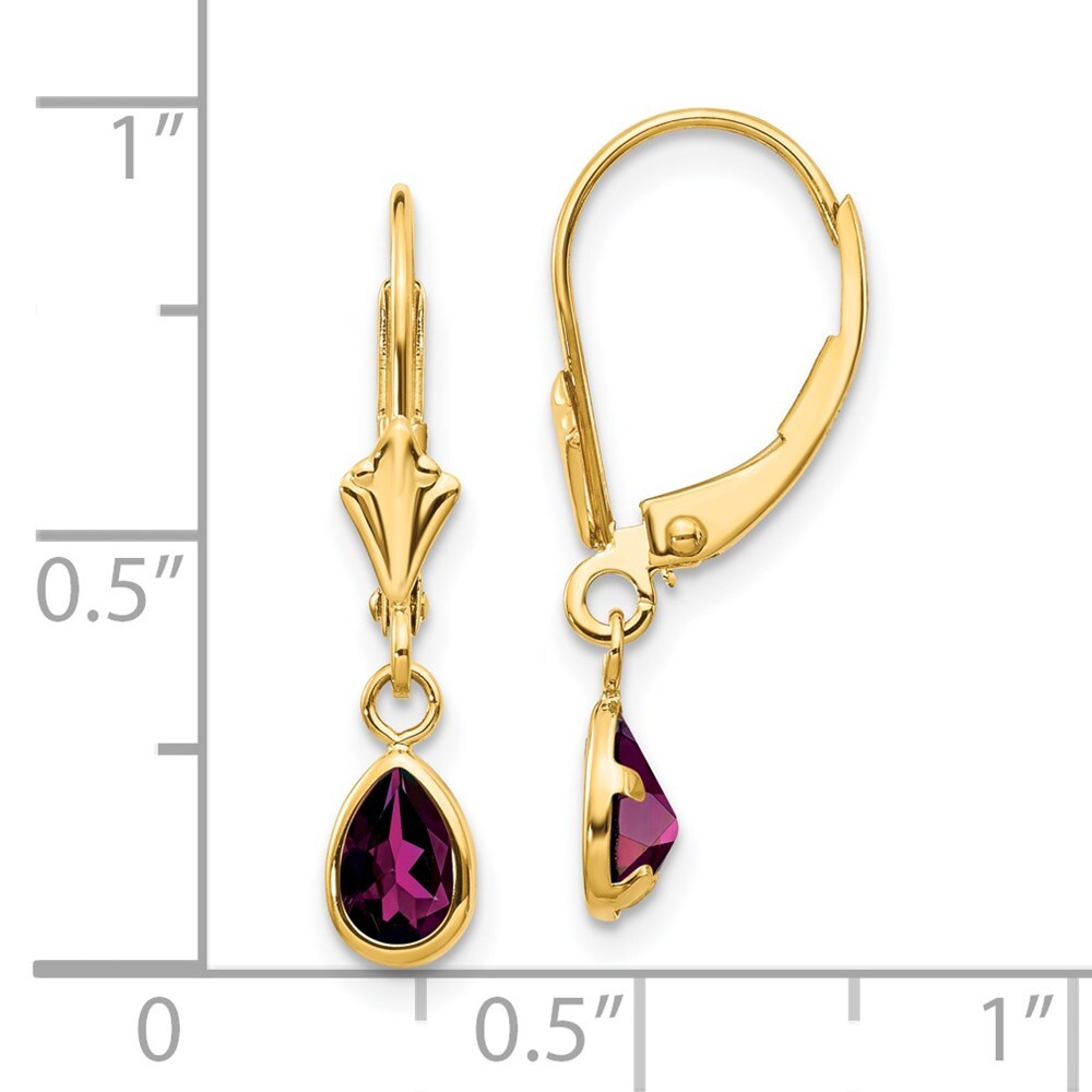 14k Yellow Gold 6x4mm Rhodolite Garnet/June Stud Earrings Gift for Women