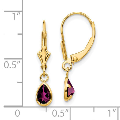 14k Yellow Gold 6x4mm Rhodolite Garnet/June Stud Earrings Gift for Women