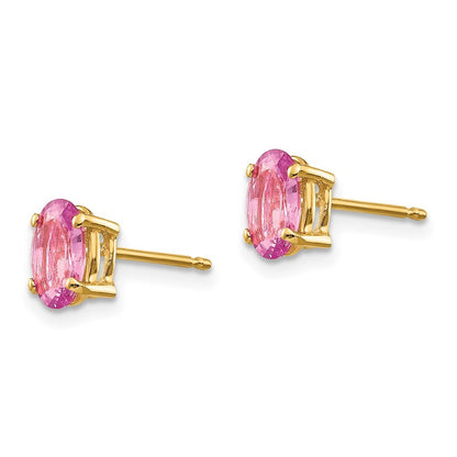 14k Yellow Gold Pink Sapphire Stud Earrings
