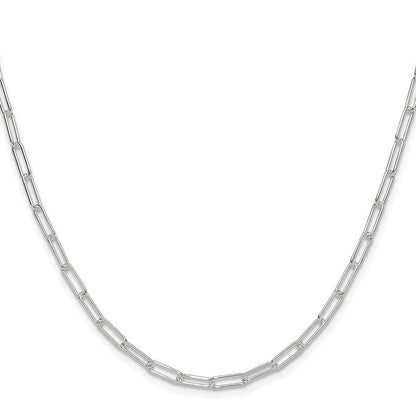 Sterling Silver Rhodium-plated Polished 3.15mm Paperclip Chain Necklace