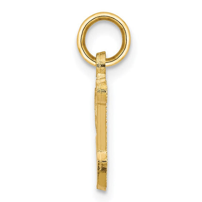14k Yellow Gold Letter V Initial Charm Pendant for Women