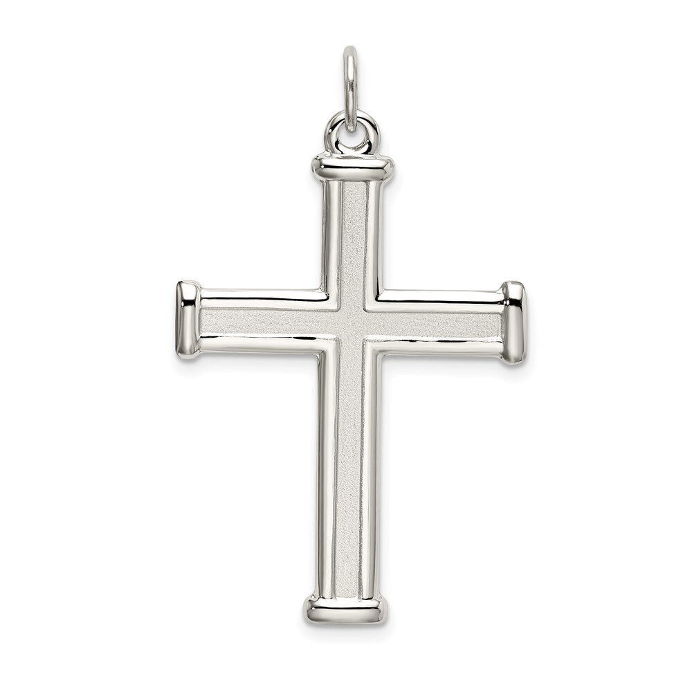 Sterling Silver Polished and Satin Cross Pendant Holiday Gift for Women