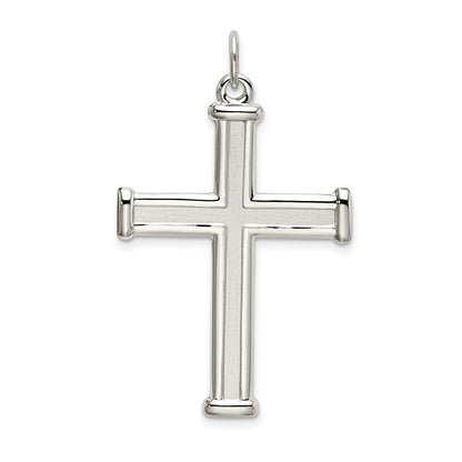 Sterling Silver Polished and Satin Cross Pendant Holiday Gift for Women