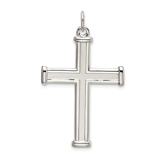 Sterling Silver Polished and Satin Cross Pendant Holiday Gift for Women