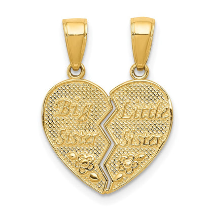 14k Yellow Gold BIG SISTER-LITTLE SISTER Break-apart Charm Pendant