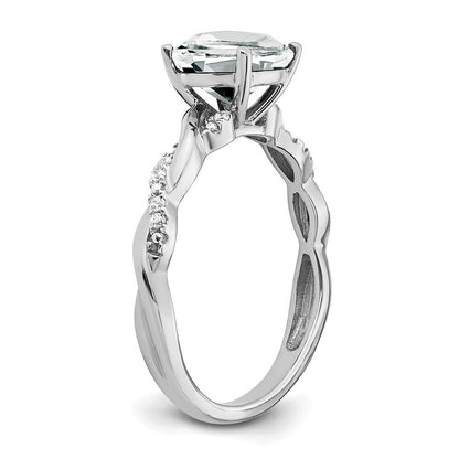 Sterling Silver Rhodium-plated White Topaz and Diamond Ring Size 8