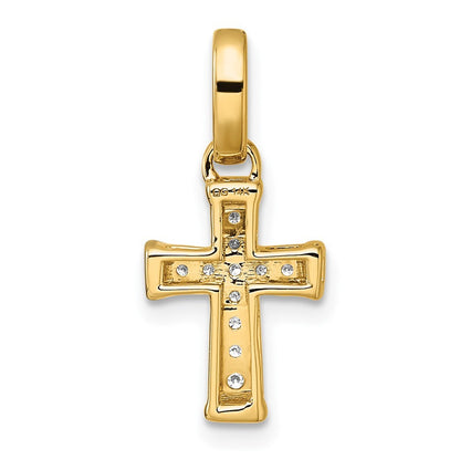 14k Yellow Gold Small Diamond Latin Cross Pendant