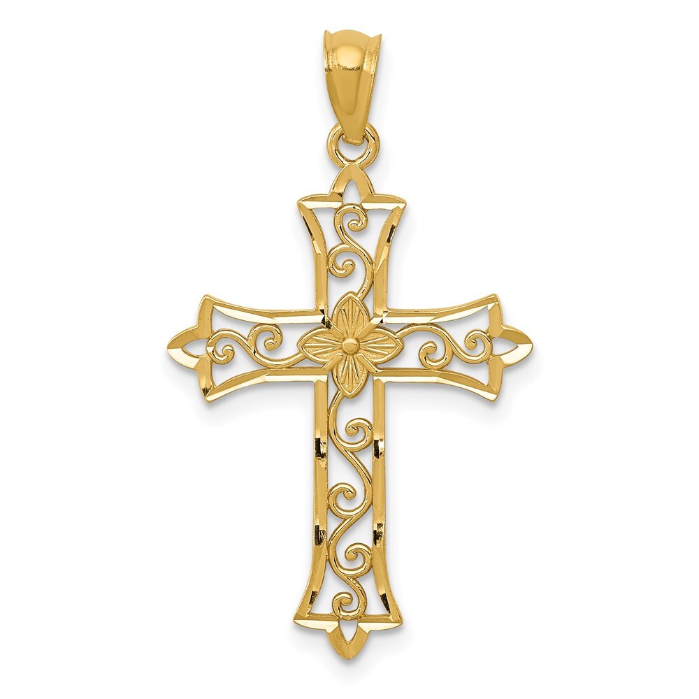 14k Yellow Gold Cross Pendant for Women