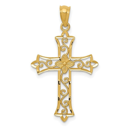 14k Yellow Gold Cross Pendant for Women