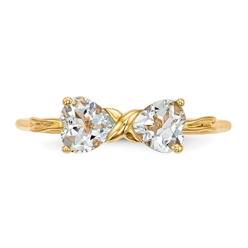 14K Yellow Gold Gold Polished Aquamarine Bow Ring