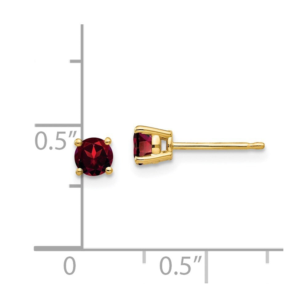 14k Yellow Gold 4mm Garnet Stud Earrings Gift for Women