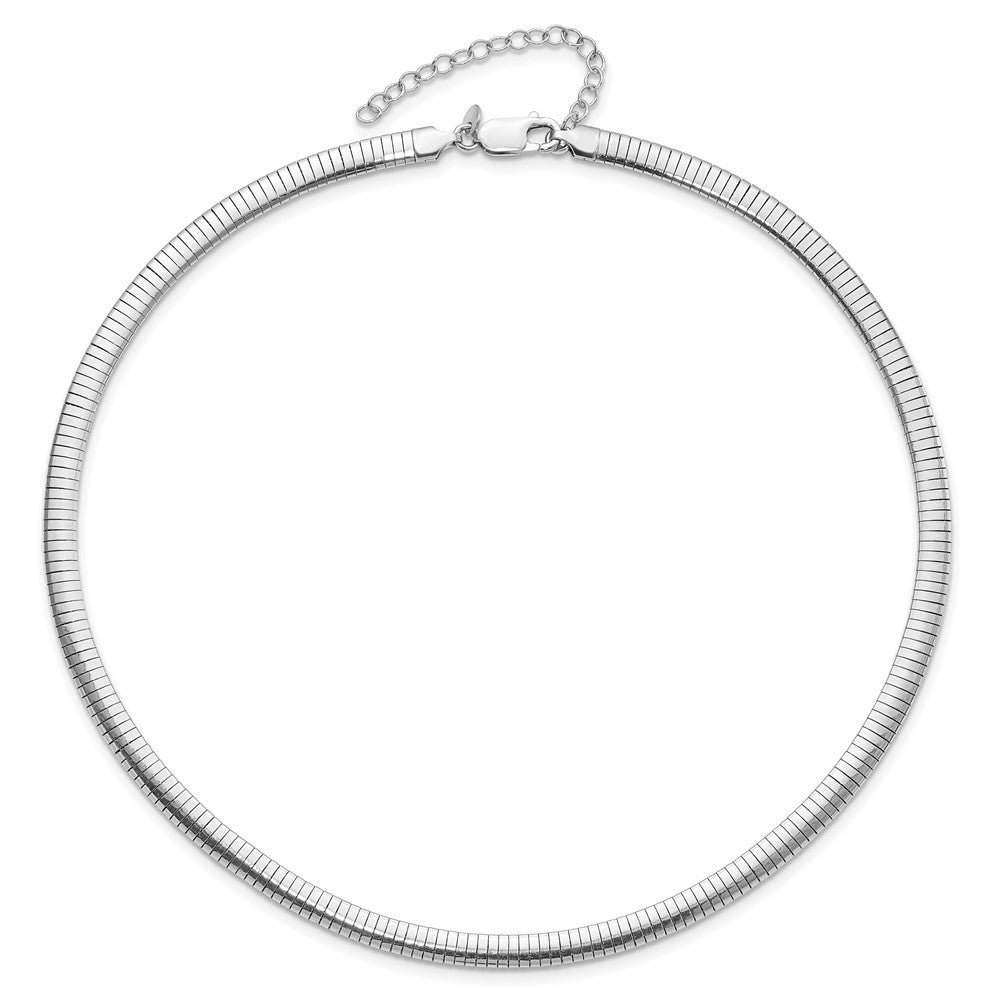 Sterling Silver Rhodium-plated 5.2mm w/2in. Ext Cubetto Chain Necklace