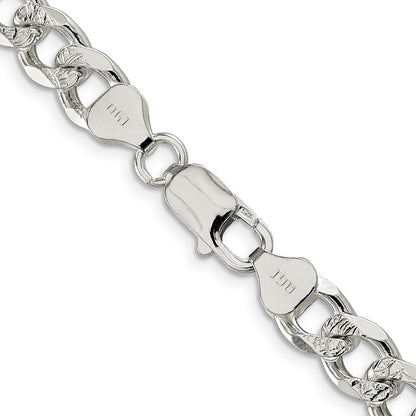 Sterling Silver 8.3mm Pav� Curb Chain Necklace