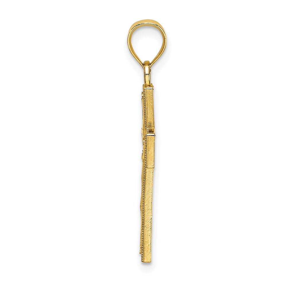 14k Yellow Gold Block Cross Charm Pendant for Women