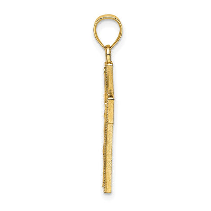 14k Yellow Gold Block Cross Charm Pendant for Women