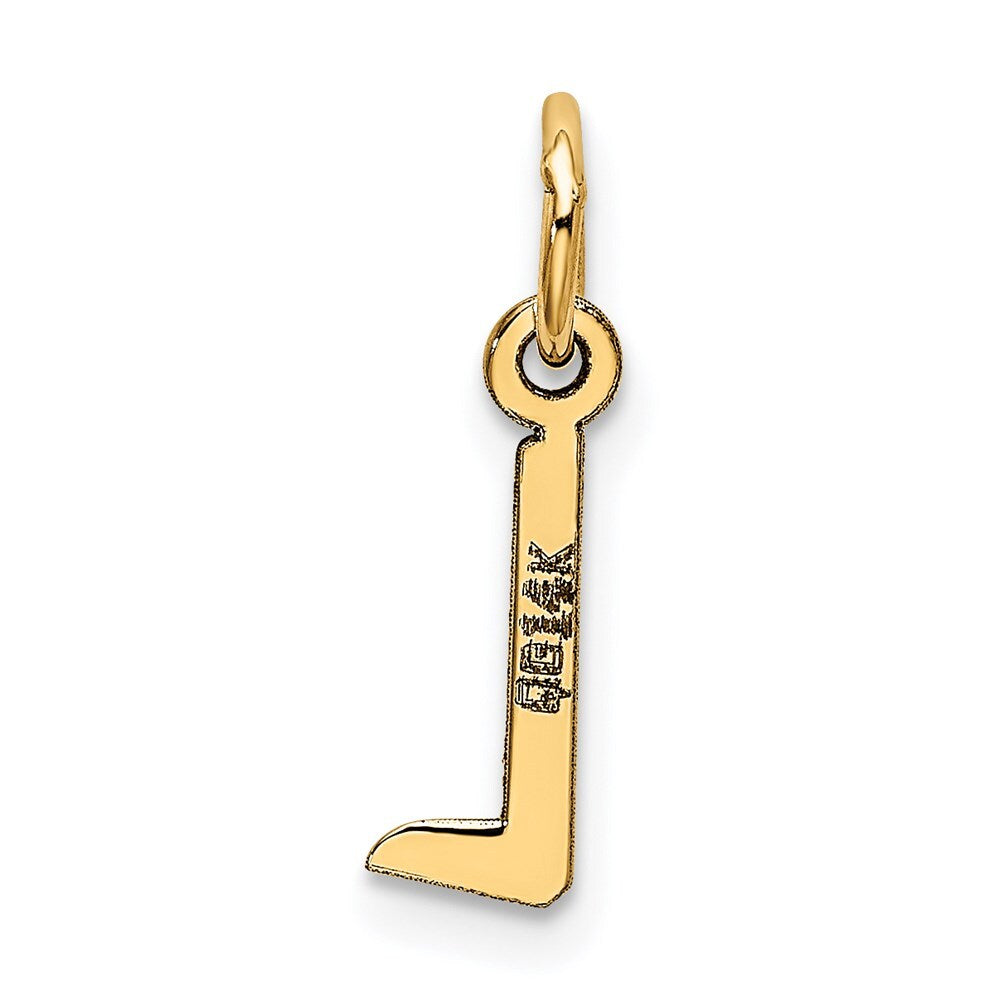 14k Yellow Gold Small Slanted Block Letter L Initial Charm Pendant for Women