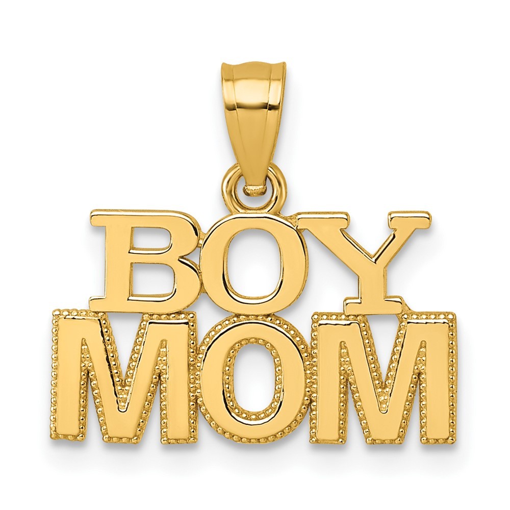 14k Yellow Gold Polished BOY MOM Pendant