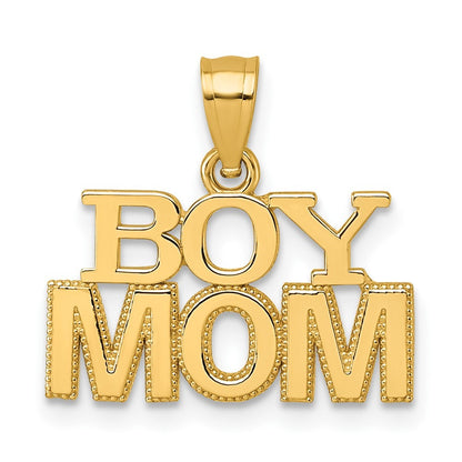 14k Yellow Gold Polished BOY MOM Pendant