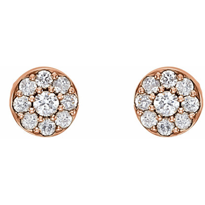 14k Rose Gold 3/8 CTW Natural Diamond Stud Earrings Fine Jewelry for Women