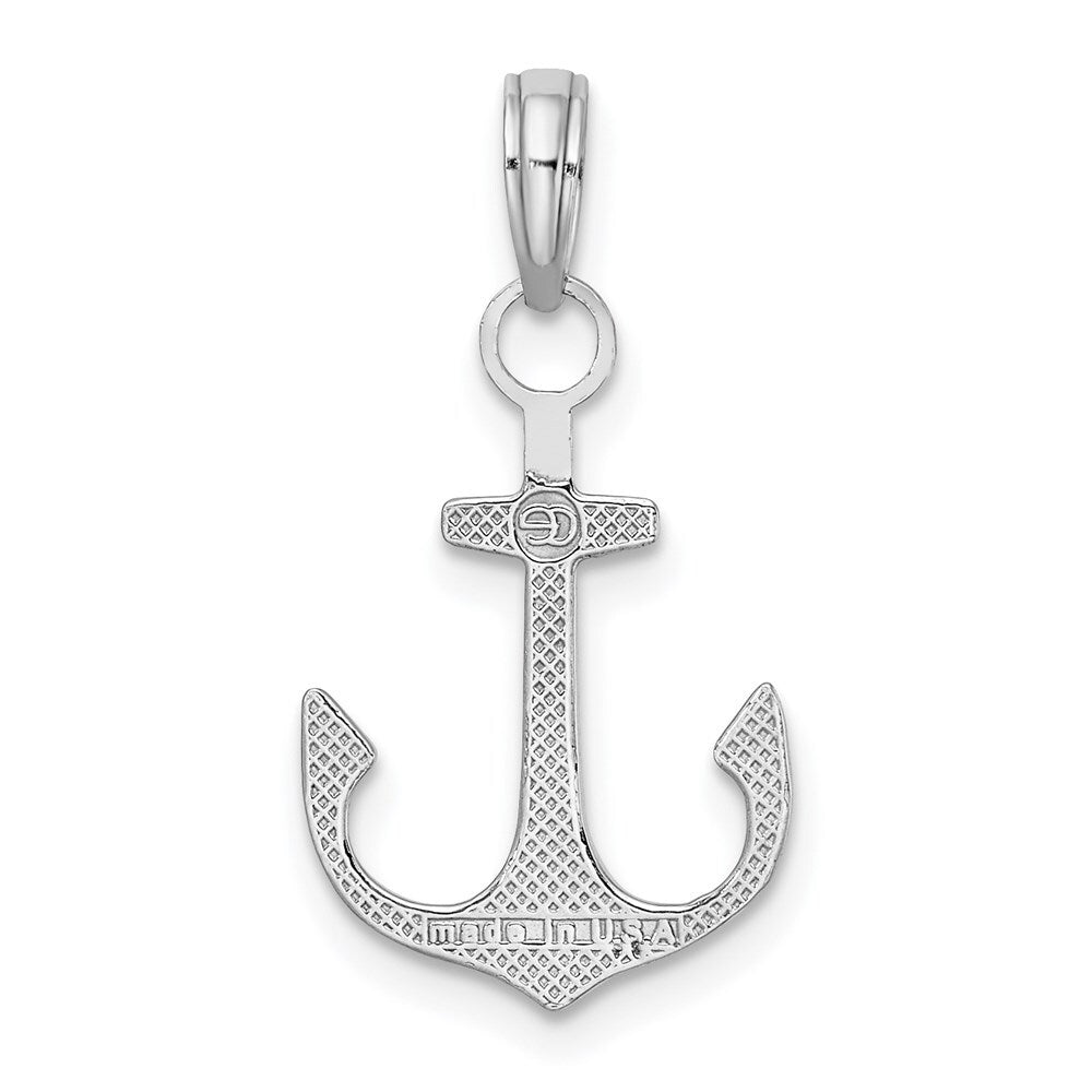 14k White Gold 2-D Polished Anchor Charm Pendant for Women