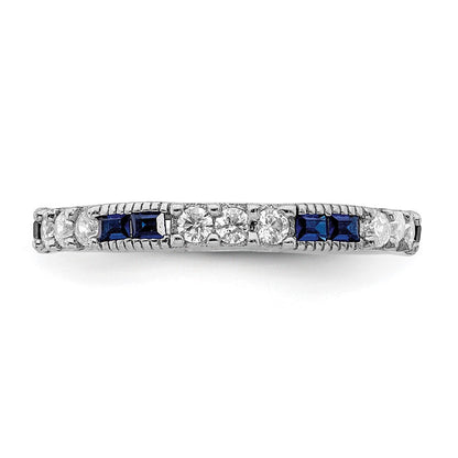 Sterling Silver Rhodium-plated Synthetic Blue Spinel & Cubic Zirconia Ring SZ 6