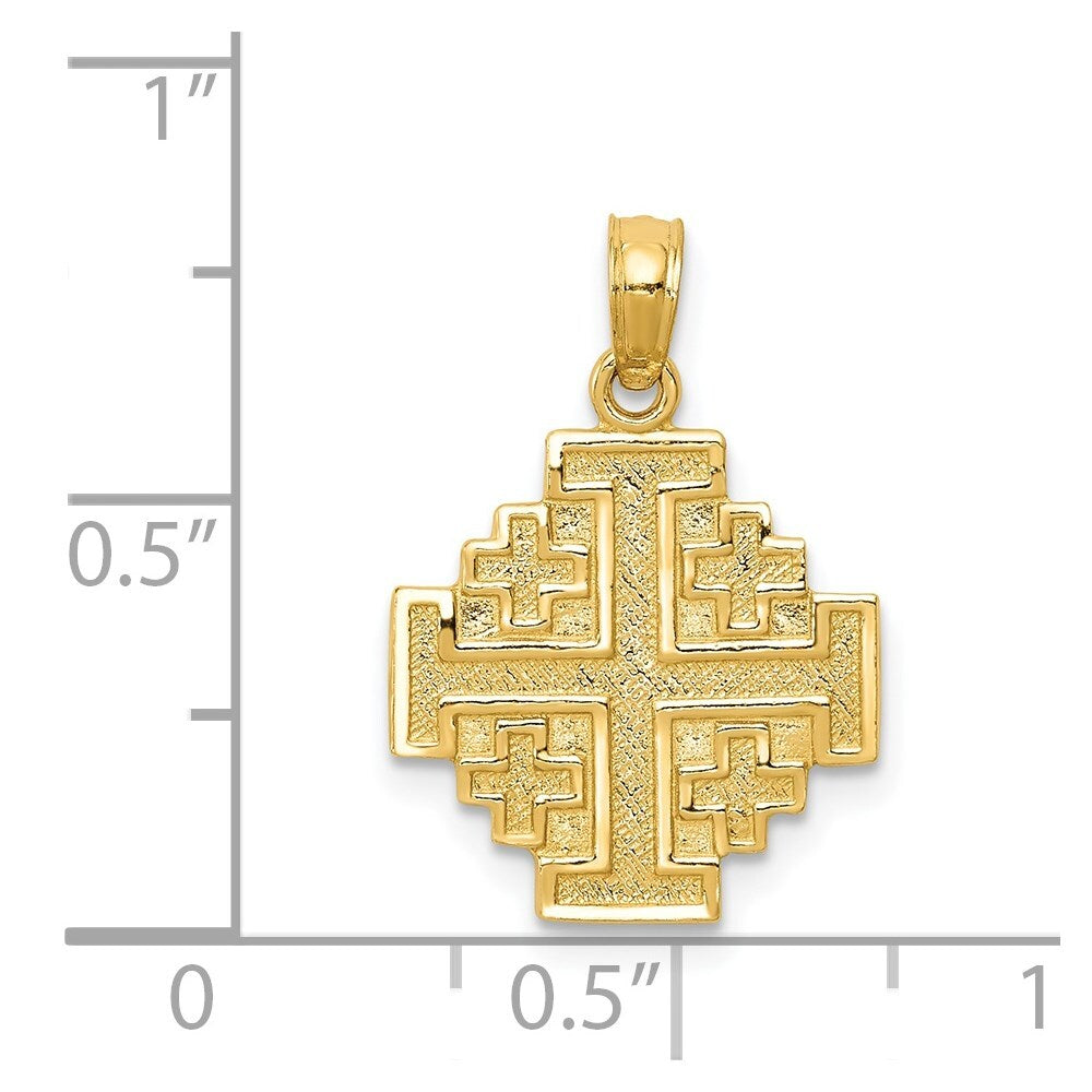 14k Yellow Gold Jerusalem Cross Pendant for Women