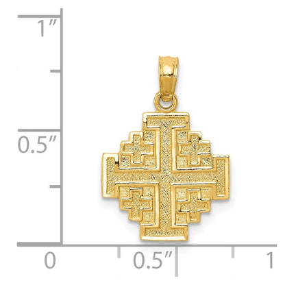 14k Yellow Gold Jerusalem Cross Pendant for Women