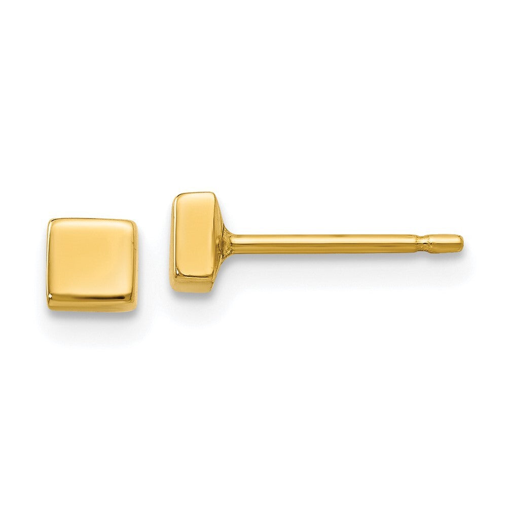 14k Yellow Gold Polished Square Earrings Gift for Women