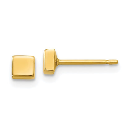 14k Yellow Gold Polished Square Earrings Gift for Women