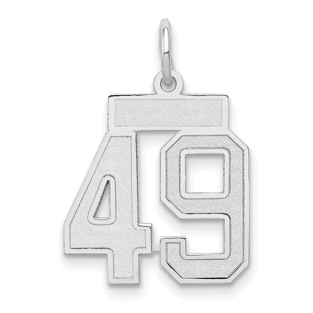 14K White Small Satin Number 49 Charm