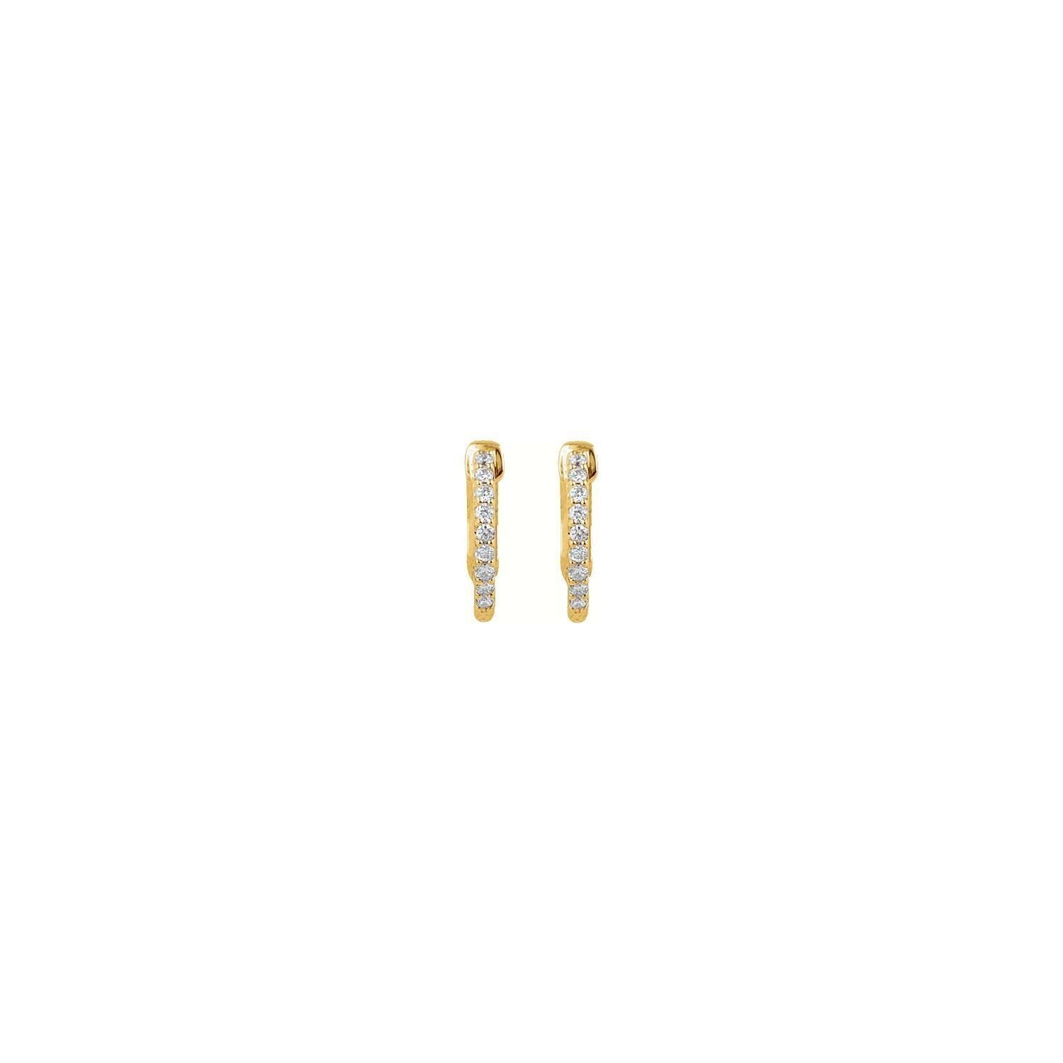 14k Yellow Gold 1/4 CTW Diamond Inside-Outside 14.5 mm Hinged Hoop Earrings