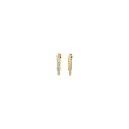 14k Yellow Gold 1/4 CTW Diamond Inside-Outside 14.5 mm Hinged Hoop Earrings