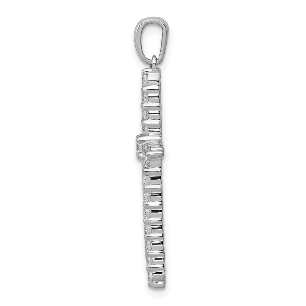 14k White Gold Polished 1 2ct. Diamond Cross Pendant