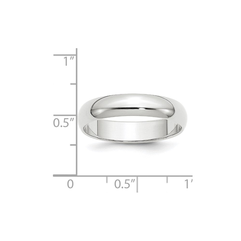 14k White Gold 5mm Half-Round Wedding Band Size 6