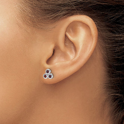 Sterling Silver Rhodium-plated Garnet Earrings