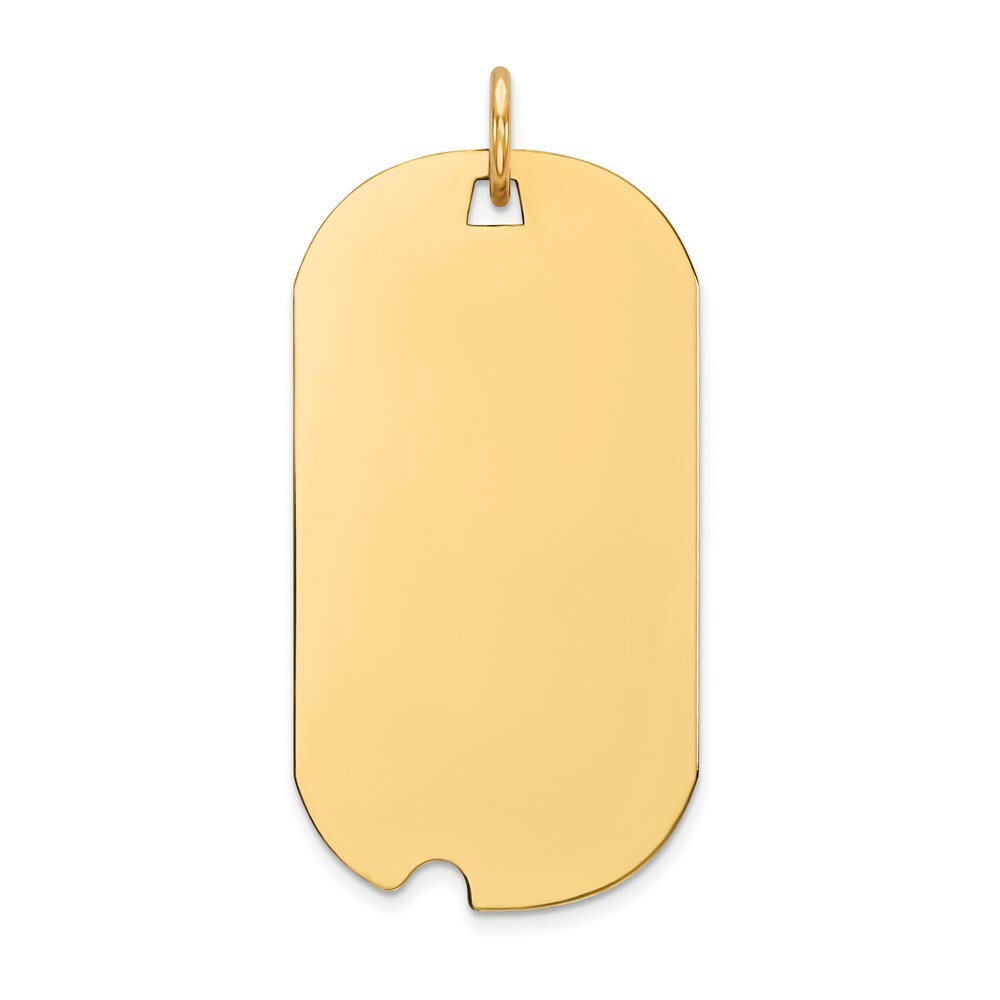 14k Yellow Gold Plain .011 Gauge Engravable Dog Tag Notch Disc Charm