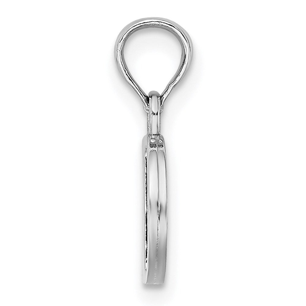 14K White Polished Block Letter D Initial Pendant