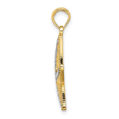 14k Yellow Gold Rhodium Diamond-cut Small Starfish Charm Pendant for Women
