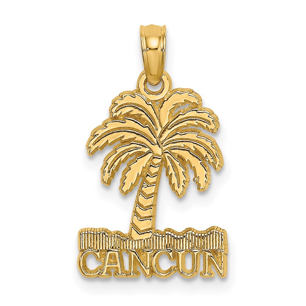 14k Yellow Gold CANCUN Under Palm Tree Charm Pendant