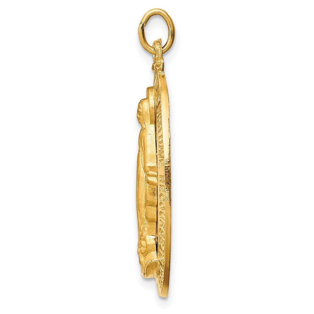 14k Yellow Gold Solid Polished Satin Large Oval Miraculous Medal
