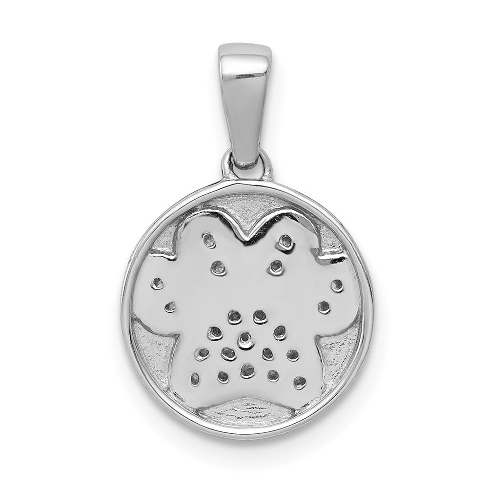 14k White Gold Diamond Paw Print in Circle Pendant for Women