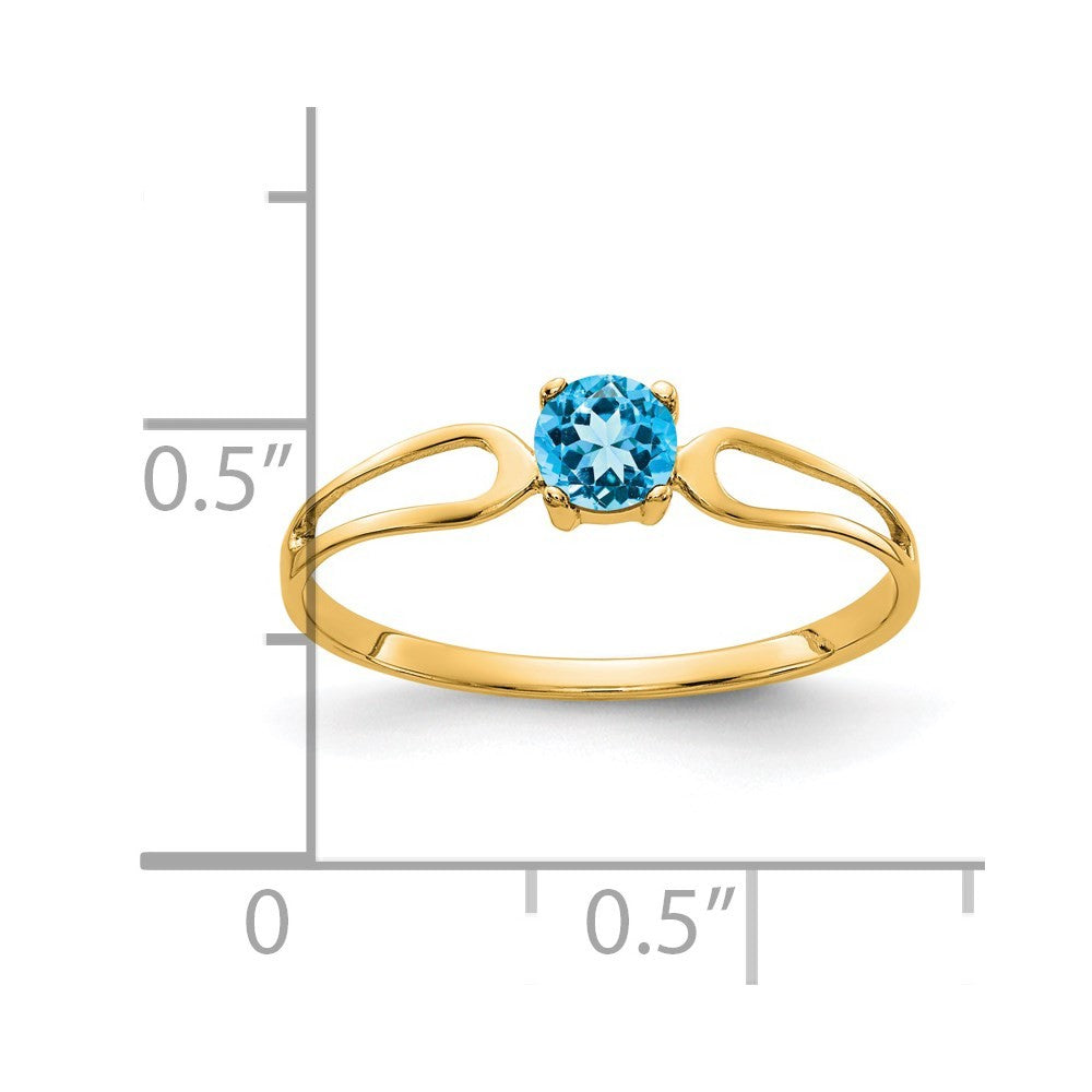 14k Yellow Gold 4mm Blue Topaz ring