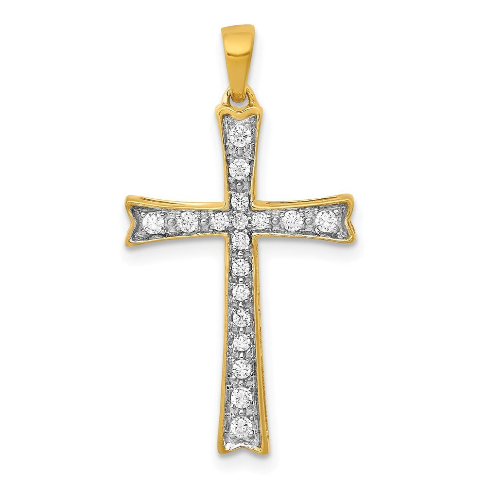 14k Yellow Gold  1/5ct. Diamond Cross Pendant