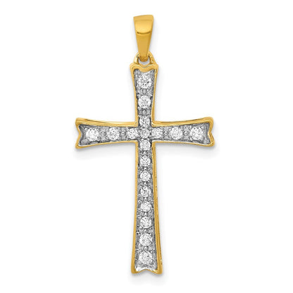 14k Yellow Gold  1/5ct. Diamond Cross Pendant