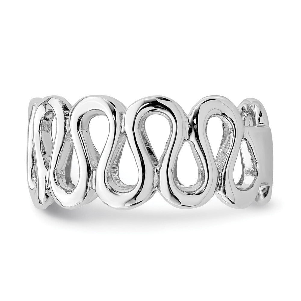 Sterling Silver Rhodium-plated Fancy Swirls Band Size 6